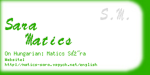 sara matics business card